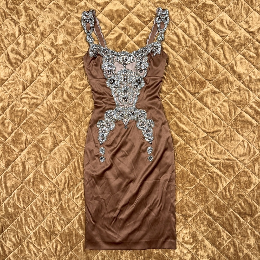 Luxurious rhinestone beading Mandalay dress
